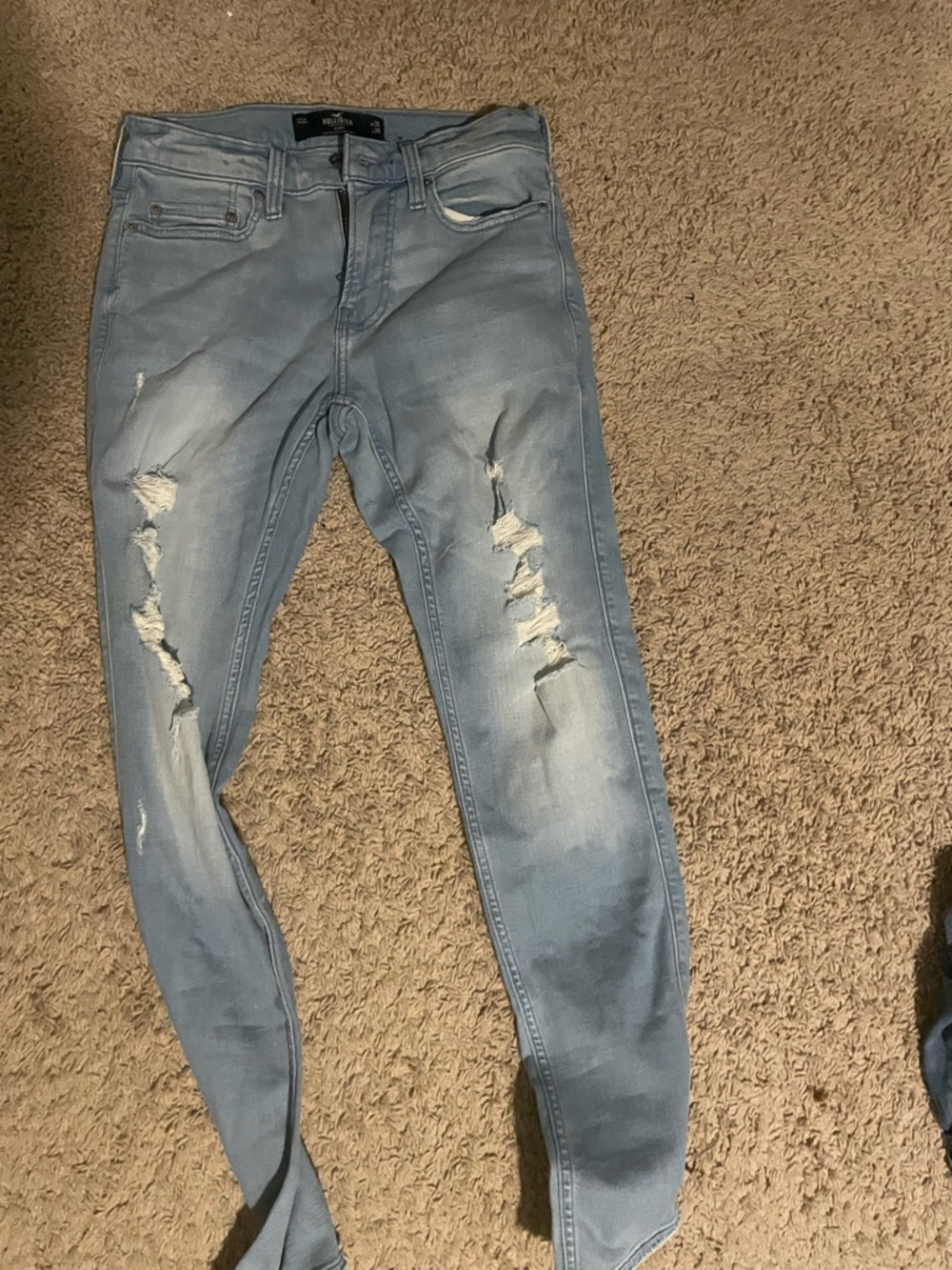 Light Blue Distressed Women's or men Skinny Jeans